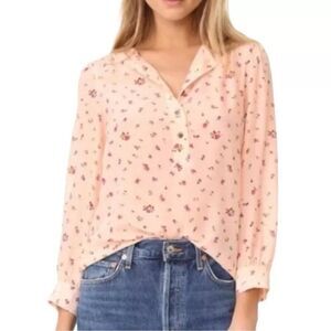 Rebecca Taylor Long Sleeve Silk Blend Mia Floral Top in Ballet Pink sz 6